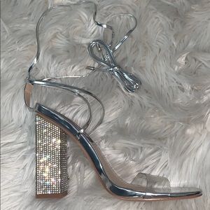 Silver lace up heels!